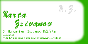 marta zsivanov business card